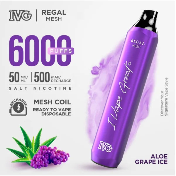 Ivg Regal Aloe Grape Ice 50mg 6000Puffs 500mAh