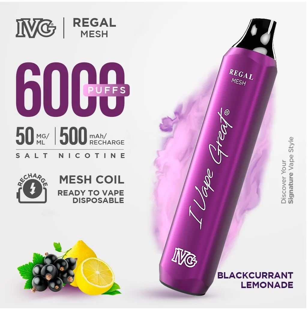 Ivg Regal Blackcurrant Lemonade 50mg 6000Puffs 500mAh