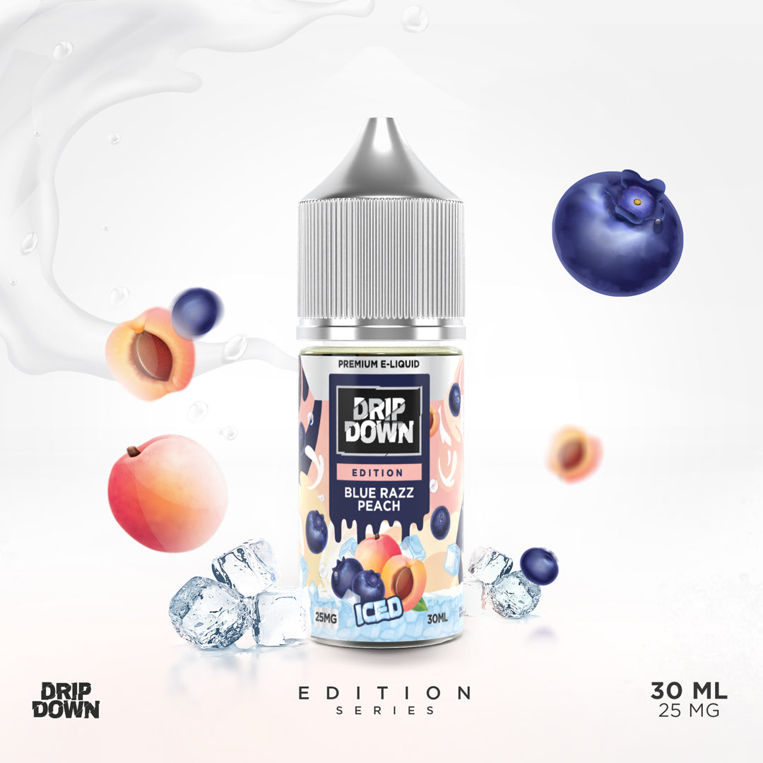 Drip Down Edition Blue Razz Peach Ice 25mg 30ml – Vape Wali Sarkar