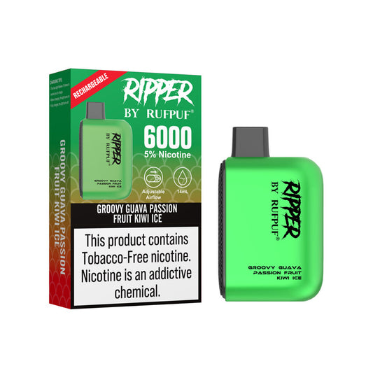 Ripper By Rufpuf Guava Passion Fruit Kiwi Ice 5% 6000Puffs Disposable