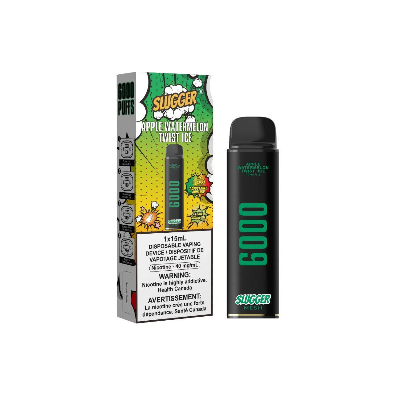 Slugger Watermelon Apple Twist Ice 40mg 6000Puffs Disposable